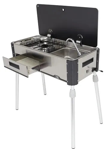 Cuisinière à gaz coulissante 2 feux avec évier, SL1400.LC