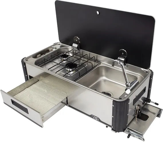 Cuisinière à gaz coulissante 2 feux avec évier, SL1400.LC