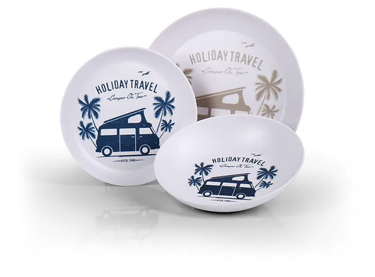 Vaisselle mélamine pour 2 personnes - "HOLIDAY TRAVEL"
